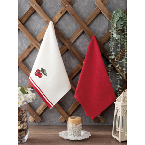 Ensemble de 2 torchons de cuisine décoratifs brodés (40*60cm) double face en tissu éponge et piqué, doux et absorbant, style cuisine, 420 GSM - Product Image 5