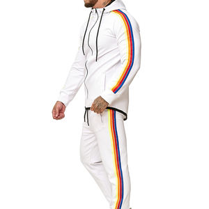 Chándal deportivo con capucha para hombre, chándal de manga larga con cremallera completa, pantalones de chándal para correr, trajes deportivos de 2 piezas de retazos, chándales 2025 - Product Image 2