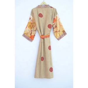 New Arrival Vintage Floral Silk <b>Kimono</b> Robe Boho Nightwear Dressing Gown Beachwear Bikini Cover Spring Bridesmaids Summer Wear - Product Image 6