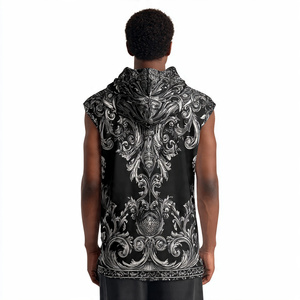 Sweat à capuche sans manches à sublimation pour hommes entraînement Fitness imprimé capuche Singlet Top hommes pull Sublimation sans manches à capuche hauts - Product Image 5