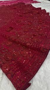 Lehenga con Dupatta para Mujer, Tela de Georgette Sintética, Bordado con Lentejuelas, Corte Ajustado, para Bodas Festivas de Verano, Uso en Todas las Temporadas - Product Image 4