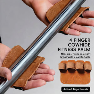 Pull <b>Hand</b> <b>Grips</b> for 4 Finger Leather Palm Protector Anti Slip Gymnastic <b>Grips</b> Barbell Kettlebell Training Comfortable - Product Image 2