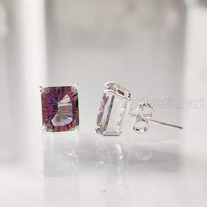 Pendientes de Plata de Ley 925 con Topacio Místico Natural, Piedra de Nacimiento de Noviembre, Joyería Hecha a Mano para Mujer - Product Image 5