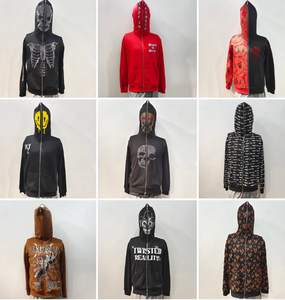 Nueva sudadera con capucha de moda personalizada con bordado de chenilla, 100% algodón, con cremallera completa y corte oversized. - Product Image 6