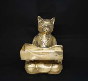 Porte-cartes de visite en laiton en forme de chat en laiton AK fini polonais pour décor de bureau/décor de bureau - Product Image 6