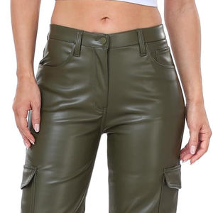 กางเกงคาร์โก้ผู้หญิงแบบมีกระเป๋าหลายกระเป๋าเข้าได้กับทุกชุดมาใหม่หนัง PU ทรงหลวมสำหรับแฟชั่นฤดูหนาว - Product Image 6