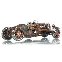 Modellino Auto Bugatti Tipo 35 del 1924, Artigianato Vintage, Telaio Aperto in Ferro, Fatto a Mano, Rustico, Rettangolare, Leggero, Decorazione per la Casa