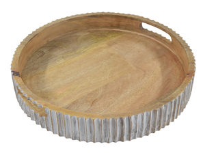Bandeja Redonda Rústica de Madera con Borde Desgastado - Product Image 3