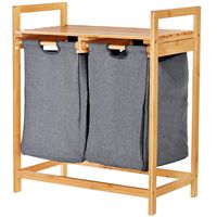 Support en bois pour meubles de maison avec panier à linge, étagère de patio avec toile pour buanderie, meubles de maison