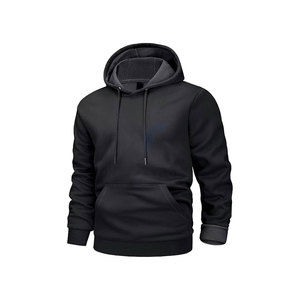Mens Active Hoodies Embroidered Fleece Lined 100% Cotton Casual Athletic Workout Pullover Kangaroo Pocket Warm Soft Winter Gym - Product Image 1