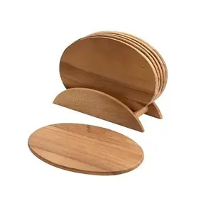 ที่รองแก้วไม้พร้อมที่จับสำหรับตกแต่งโต๊ะดื่มกาแฟในบ้านสำหรับใช้ในบาร์ - Product Image 2