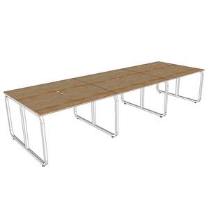 Contemporary 6-Person Minimalist Cluster <b>Workstation</b> HBMN033 Office Desks with Modern Metal Legs and Melamine Style - Product Image 5