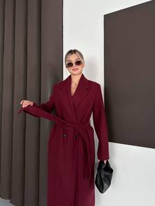 Elegant <b>Burgundy</b> Casual Autumn Regular <b>Trench</b> <b>Coat</b> Regular Sleeve Shirt Collar Double Breasted Polyester/Cotton Reversible - Product Image 3