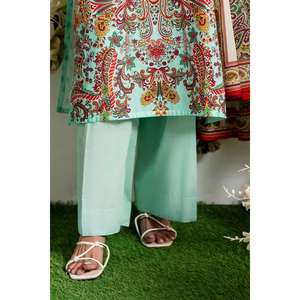 Conjunto de traje de tela estampada sin coser de 3 piezas azul para mujer - Product Image 2