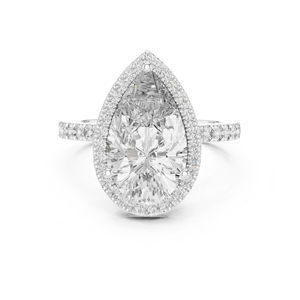 Anillo de Oro Blanco de 14K con Diamantes Cultivados en Laboratorio en Forma de Pera y Redondos para Mujer |   Anillo de Lujo con Certificado IGI de 4.47 Ct |   Diamante Cultivado Nuevo - Product Image 1