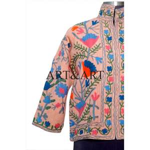 Luxury Womens Suzani Knitted Jacket Handmade Boho Winter Coat in 100% Cotton Fabric <b>Quilted</b> Design for Festivals Party - Product Image 2