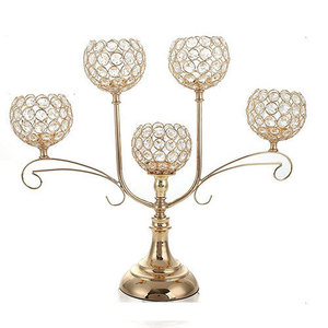 Bougeoirs bougeoirs bougeoir plusieurs bougies en cristal support avec perles de cristal élégant pour table à manger basse - Product Image 2