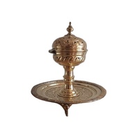 Brûleur d'encens tibétain religieux en laiton sur pied, pour table, avec motifs Rose et Anis étoilé, pour encens d'agarwood, accessoires et décorations pour églises