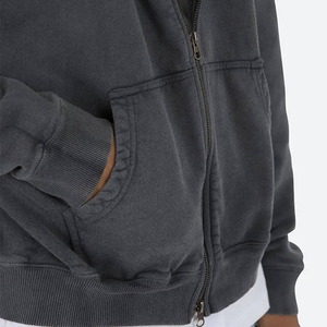 Logo personnalisé broderie impression hommes femmes avec fermeture éclair veste manteau à capuche capuches sweat à manches longues pull couleur unie à capuche - Product Image 2