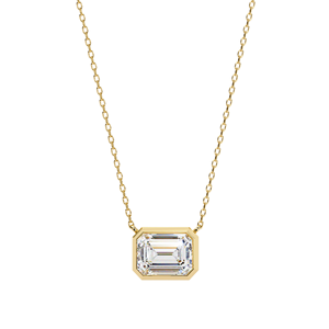 0.75 Ct <b>Emerald</b> Cut Lab Diamond <b>Pendant</b> Necklace VVS-EF IGI Certified 18K & 14K Gold - Product Image 1