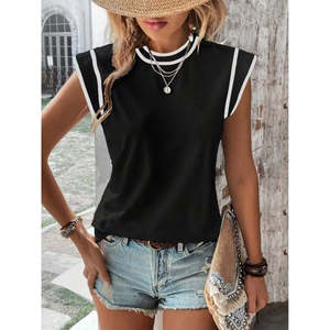 Blusa de Viscosa de Manga Corta y Cuello Redondo para Mujer de Jane, Corte Regular Informal, Top Básico para Uso Diario, Suave y Transpirable - Product Image 1