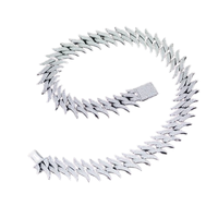 Chaîne cubaine à maillons pointus de 10 mm en argent sterling plaqué or, entièrement sertie de moissanite GRA, style hip-hop personnalisé pour rappeur