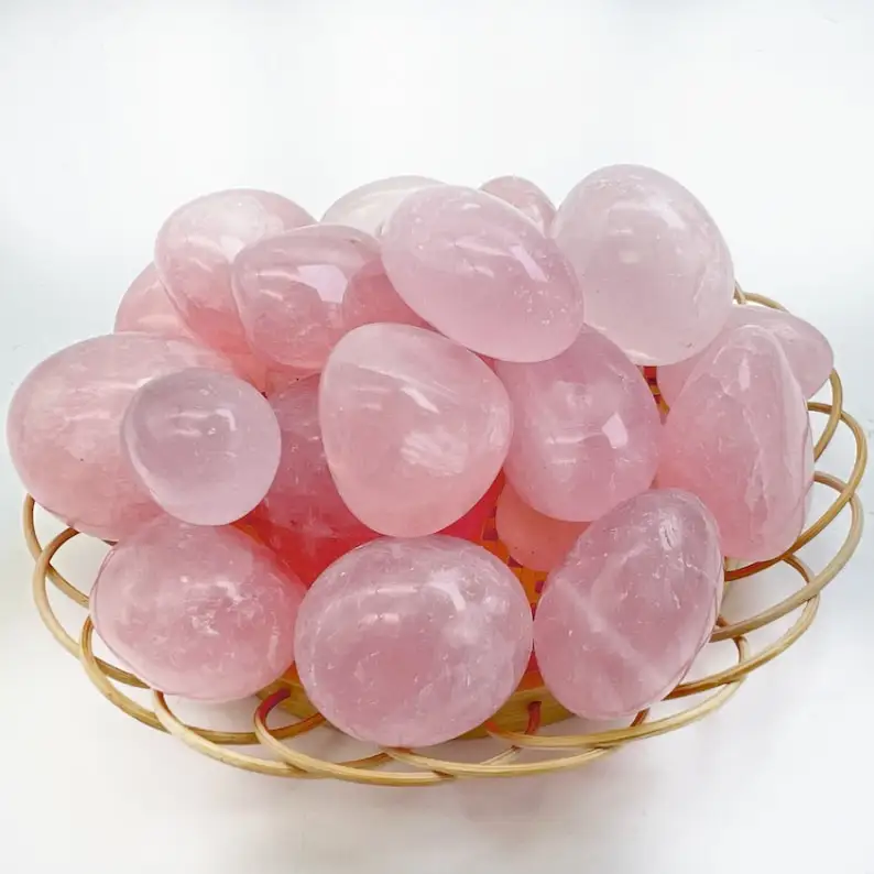 Wholesale Natural Pink Rose Quartz Tumbled Crystals Healing Gemstone Tumble Stones Polished For Decoration