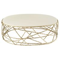 Table basse ronde contemporaine en fer doré, plateau en marbre artisanal unique, finition thermolaquée, pour salon, chambre, maison