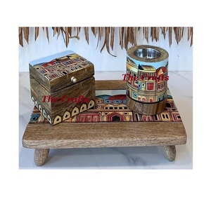 Set Of Two Round Shape Mubkhar <b>Oud</b> Burner In Wooden And Metal <b>Bakhoor</b> Incense Burner Mabkhara For Home Use - Product Image 4