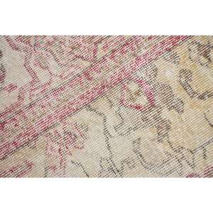 Alfombra Turca Vintage, Alfombra de 2,5x1,5 pies, Alfombra Roja con Rayas Redondas - Product Image 5