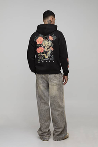 Sweat à capuche pour homme en molleton noir lourd à épaules tombantes avec fermeture éclair et coupe ample - Product Image 5