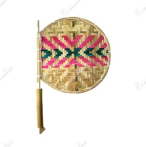 Ventilateur à main en bambou multicolore indien traditionnel tricoté à la main ventilateur à main tricoté à la main fabriqué naturel Air frais organique lot de 1 - Product Image 4