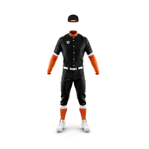 Ensemble uniforme de baseball unisexe imprimé noir et orange 100 % polyester anti-humidité personnalisable avec nom et numéro pour toutes les saisons – Tenue de sport - Product Image 2