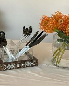 Acrylic spoon holder Box with Mother of Pearl Inlay Custom Luxury Gift for Ramadan Eid Festive Table Display Modern Handmade - Product Image 3