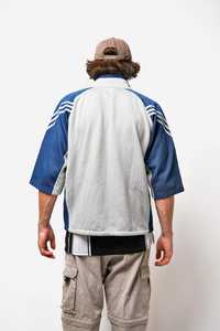 Veste de survêtement vintage à manches courtes en gris clair bleu hommes chemise 90s full zip survêtement top Old School veste sans manches pour hommes - Product Image 4