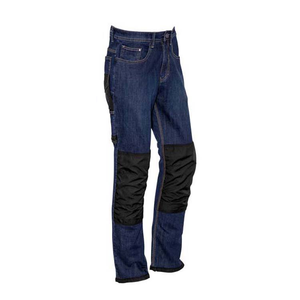 Jeans de travail confortables à double genou de qualité supérieure en pur coton pantalon de travail bleu foncé pour hommes fabriqué en INDE - Product Image 1