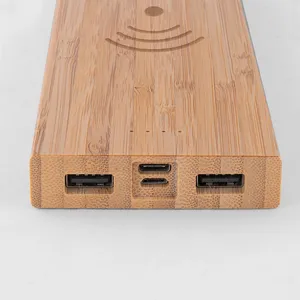 Gadgets promotionnels personnalisés : Power Bank sans fil en bambou Decibel - Product Image 4