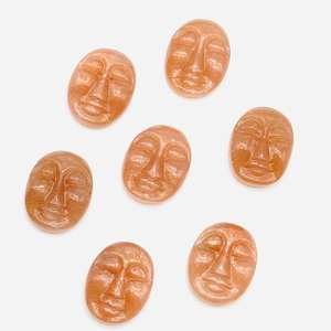 Pierre de lune pêche sculptée à la main 18x14mm forme de visage ovale pierre précieuse naturelle en vrac pour la fabrication de bijoux - Product Image 2