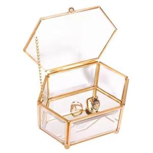 Square Shape Metal Frame <b>Purple</b> Glass Jewelry Box for Women/Girls Home Table Decoration Glass - Product Image 1