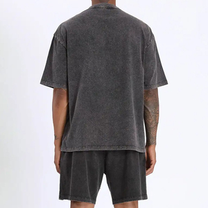 Estilo caliente Unisex ácido lavado Camiseta cómoda 100% algodón camiseta hombres holgado ácido lavado 250 GMS logotipo personalizado camiseta para hombres - Product Image 4
