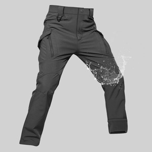 Pantalon de travail décontracté pour homme, coupe droite, léger, uni, multi-poches, 100% coton, taille élastique, coupe-vent, épaissi - Product Image 2