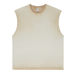 OEM Logo personnalisé Marque de mode T-shirt ample sans manches American High Street Vintage Débardeur de sport en coton délavé pour hommes - Product Image 6