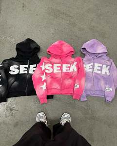 OEM Custom Designer Winter Streetwear <b>Distressed</b> Fleece Heavyweight Sun Faded Stone Acid Wash Hoodie with Full Zip - Product Image 1