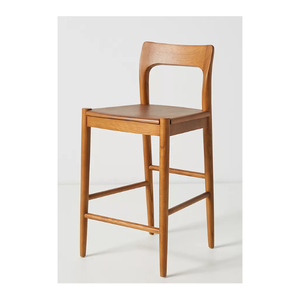 Taburete de Bar de madera moderno de mediados de siglo con parte trasera recortada - Product Image 1