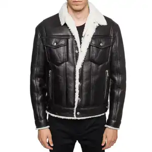 High Quality Cowhide Custom Made Shearling Luxurious Leather Jacket 100% Genuine Leather Jacket OEM ODM Manufacturer