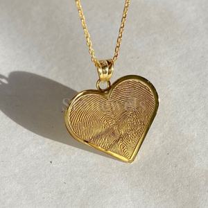 Pendentif en forme de coeur d'empreinte digitale en or pendentifs et breloques de bijouterie fine symbole d'amour personnalisé de 9K à 24K pour les couples cadeau de mariage - Product Image 1