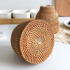 Vase en rotin pot de plantes Fabriqué au Vietnam Matériau écologique pour la décoration intérieure et la décoration de la vaisselle Vente en gros - Product Image 5