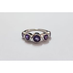 Shah Gems 925 Sterling <b>Silver</b> Fine Jewelry <b>Ring</b> Natural Amethyst and <b>Opal</b> Garnet with Rhodium Plating Everyday Wear for Women - Product Image 3