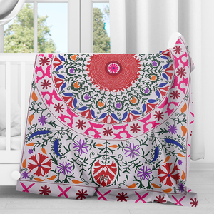 Meilleures ventes : Nappe en coton 100% véritable, faite à la main, imprimée au bloc, motif tulipe - Lavable et absorbante, emballage personnalisé - Product Image 4