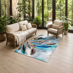 Tapis de salon en chenille antidérapant, motif neutre multicolore imprimé numériquement, lavable en machine, vente en gros - RUGS DEPOT LXDP-0540 - Product Image 6